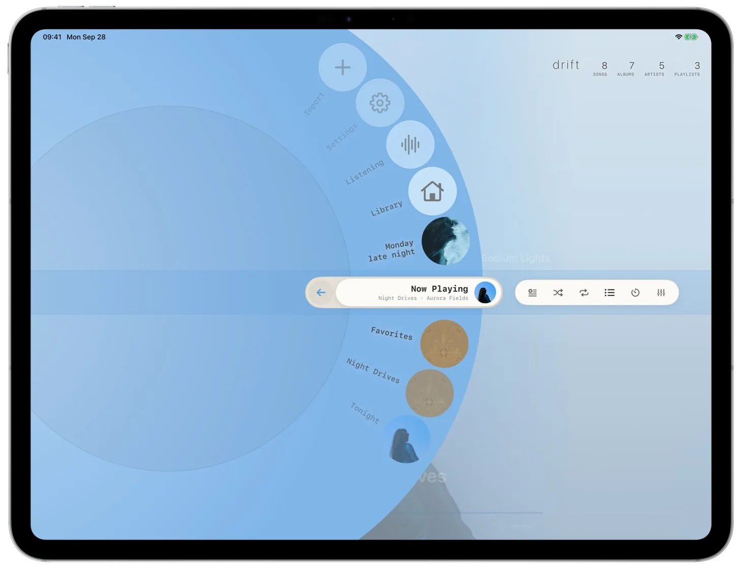 The wheel on an iPad
